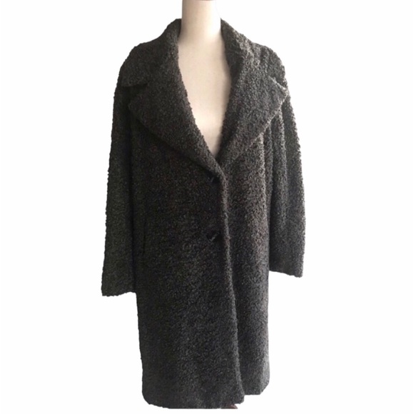 NVLT Boucle Teddy Coat Large Olive Dark Grey Brown Minimalist Neutral New - Picture 10 of 10
